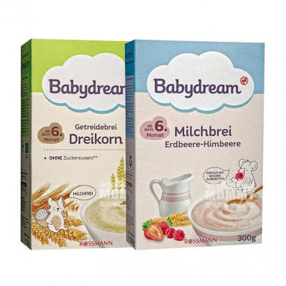 [4 개] Babydream 독일유기농시리얼밀가루 * 2 + 우유딸기라즈베리쌀밀가루 * 6 개월이상해외버전
