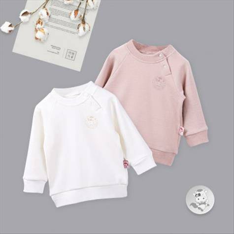 [2 개] Verantwortung 남녀아기유기농면긴소매셔츠활력단색커피색 + 흰색