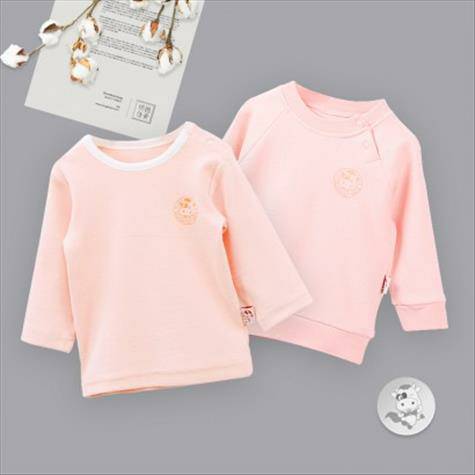 [2 개] Verantwortung 남녀아기아기면긴소매바닥셔츠활력단색 + 클래식간단한핑크