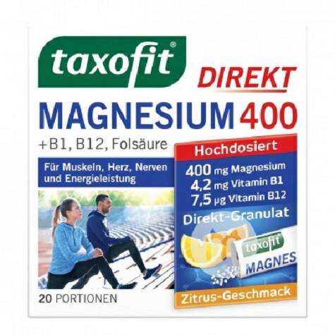 Taxofit 독일 Taxofit 마그네슘 400 + 비타민 B 그룹 + 엽산 800 복합영양과립 20 팩해외버전