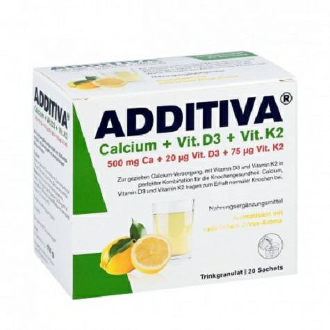 ADDITIVA 독일칼슘 + 비타민 D3 + 비타민 K2 과립 20 팩해외버전